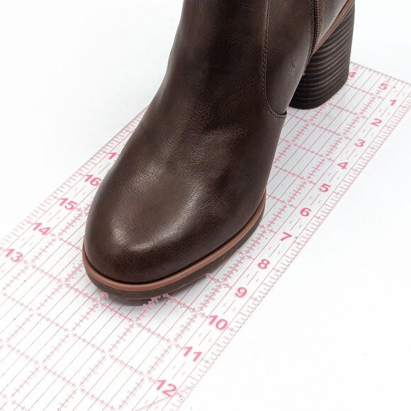 Korks Women Destiny Block Retro Zip Brown Vegan Leather Boots size 11 - Picture 7 of 11